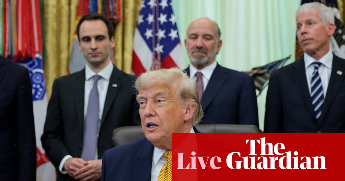 Trump says five people arrested as he again blames ‘vandals’ for reflecting pool damage without giving evidence – live | Trump administration