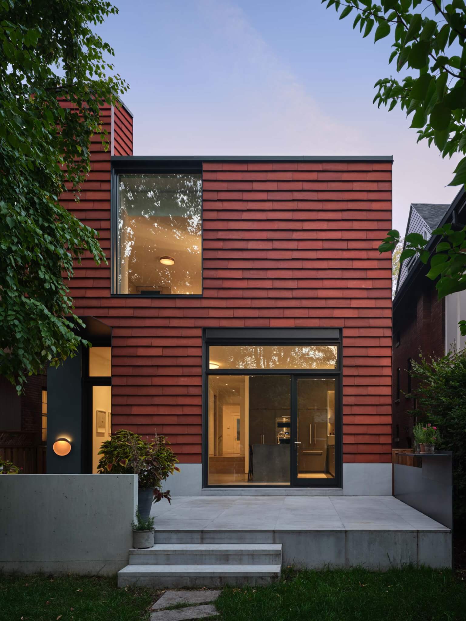 brick tiles added to the back of the house