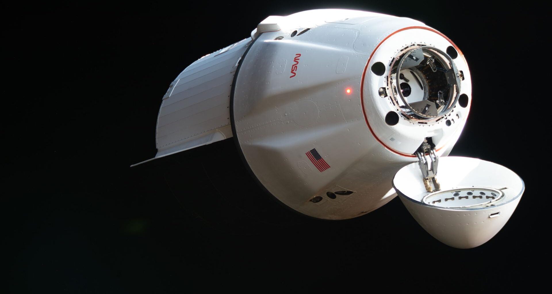 The SpaceX Dragon cargo spacecraft supporting the company’s 34th commercial resupply services mission for NASA approaches the International Space Station on May 17, 2026, carrying nearly 6,500 pounds of food, supplies, and equipment for the Expedition 74 crew.