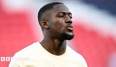 Ibrahima Konate at the Parc des Princes before Liverpool's Champions League quarter-final against PSG