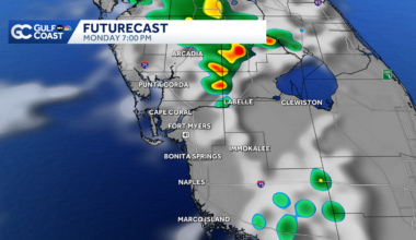 Saharan dust limits rain chances Monday; Near-record heat