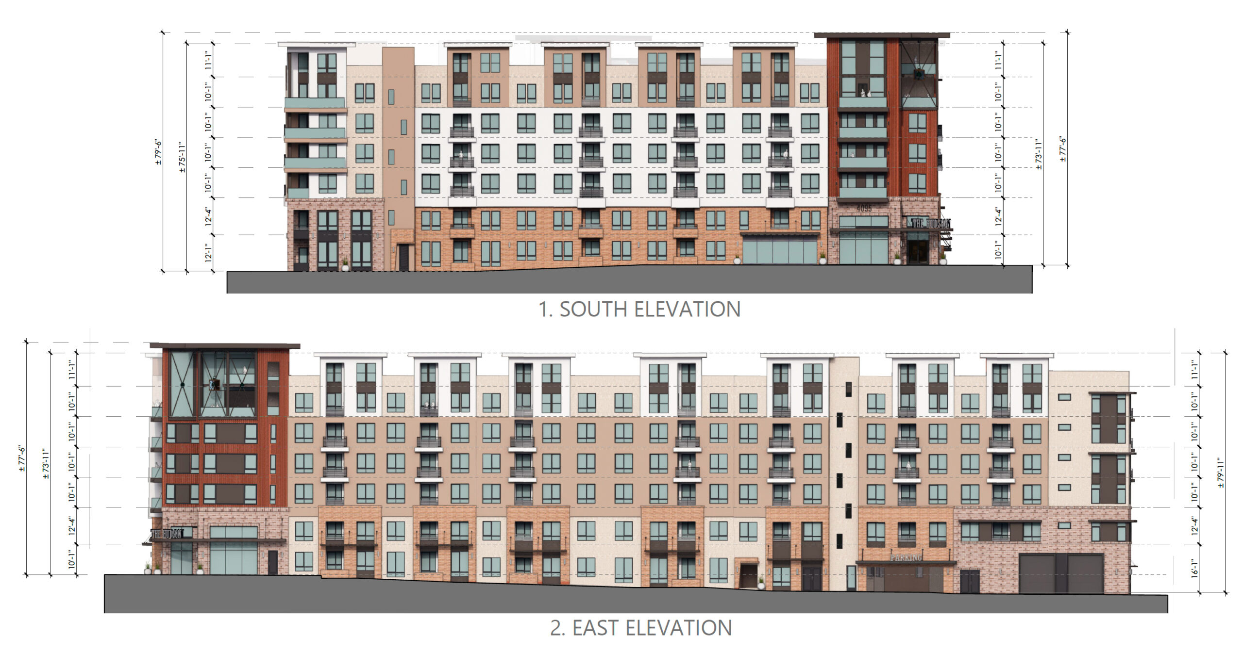 4095 Pacific Boulevard facade elevation, illustration by AO