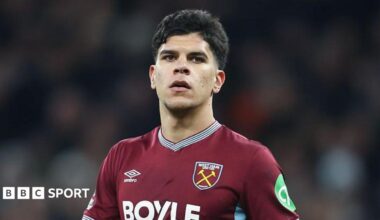 Close up of West Ham's Mateus Fernandes
