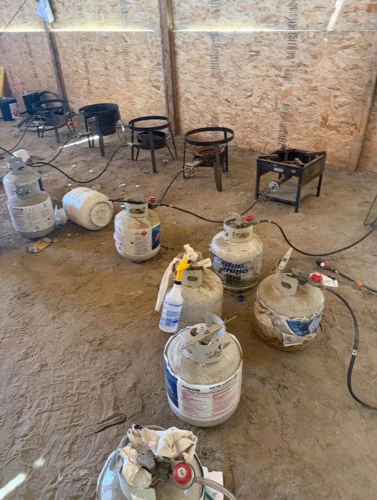 Cops also found propane tanks used to make meth. City of Palmdale