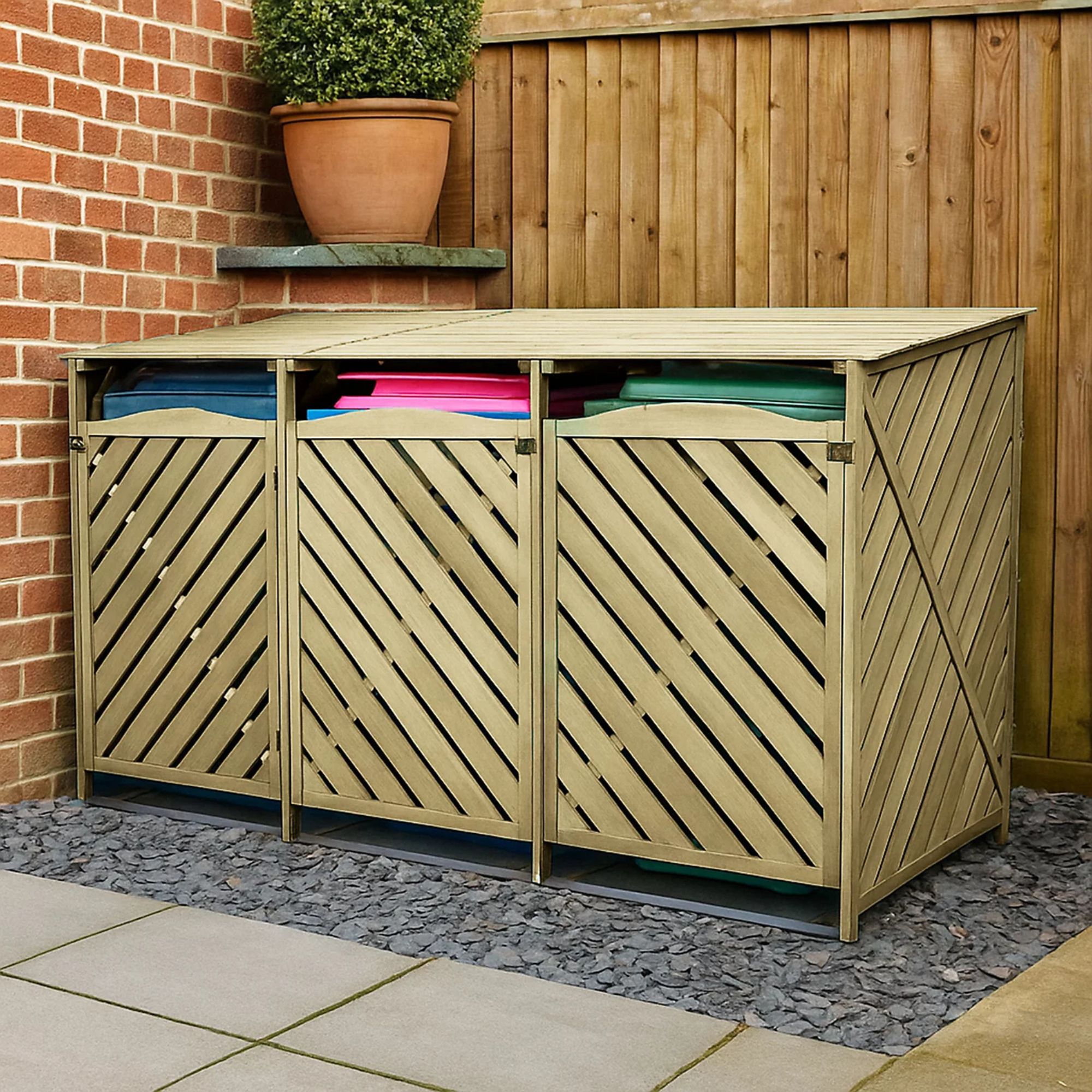 Triple Wooden Bin Store B&amp;Q