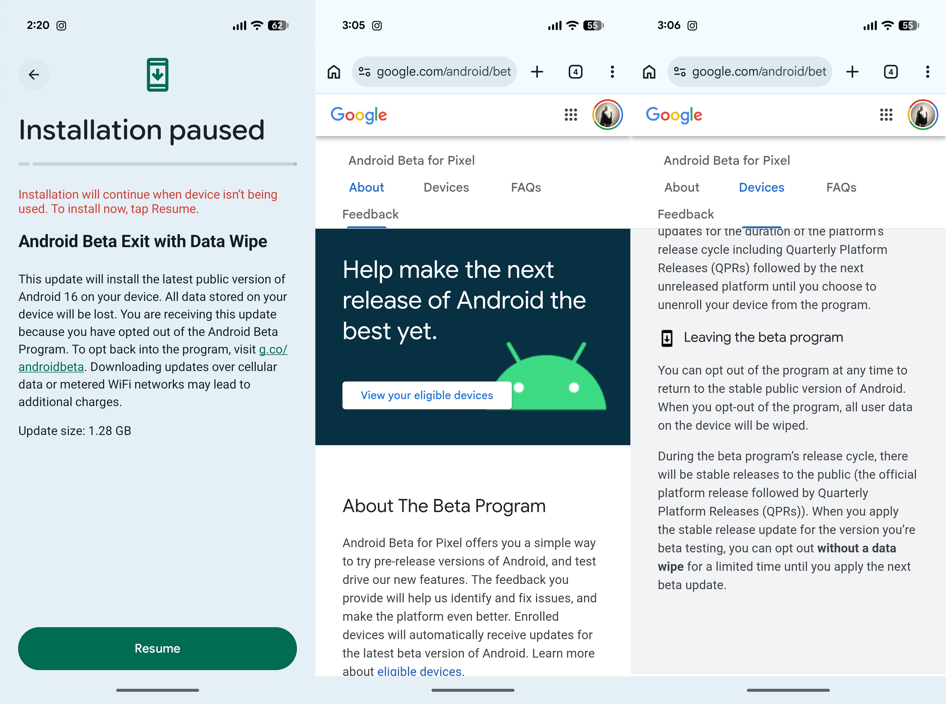 How to exit the Android Beta for Pixel program