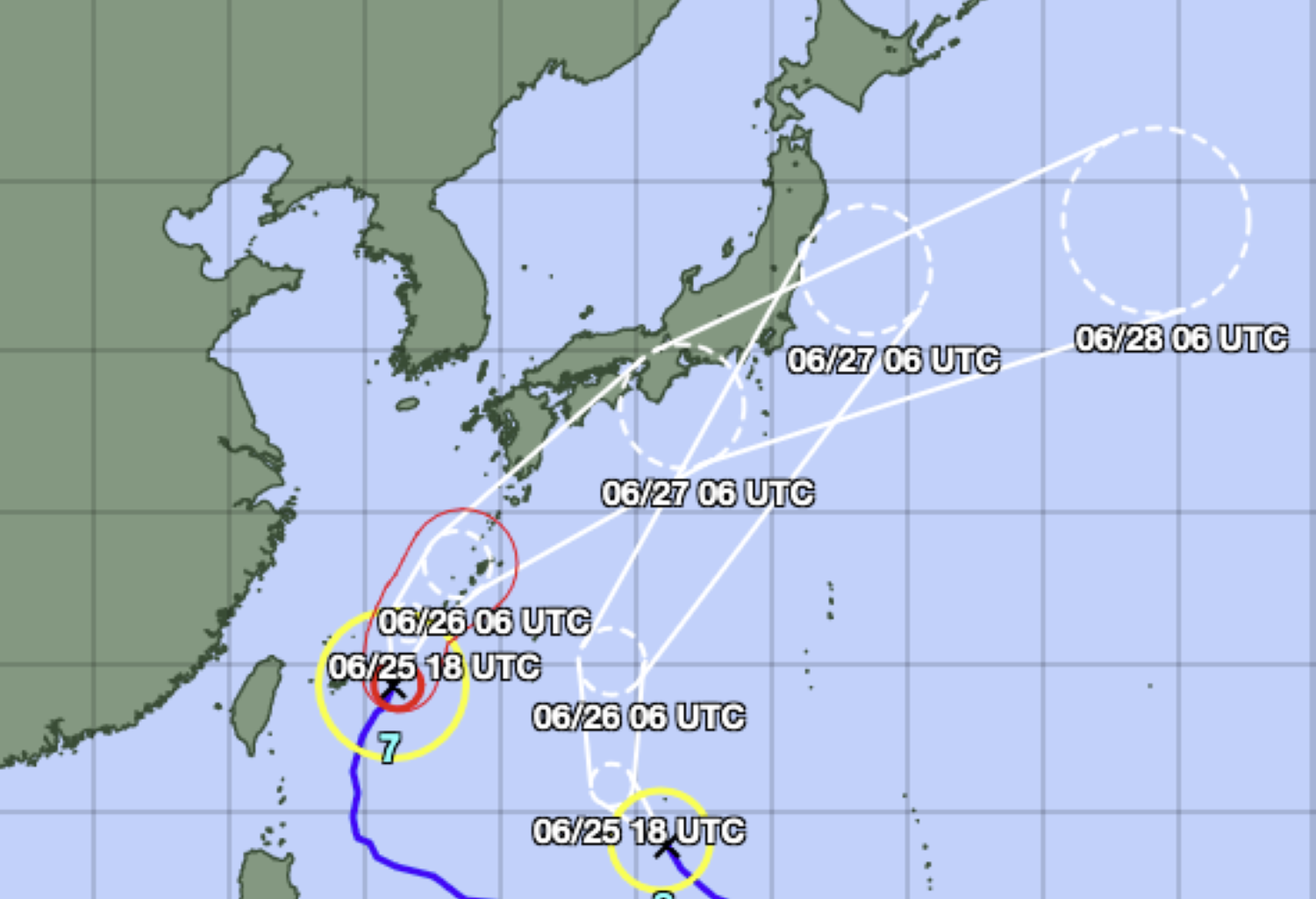 Two storms approach Japan, with possible convergence complicating forecasts