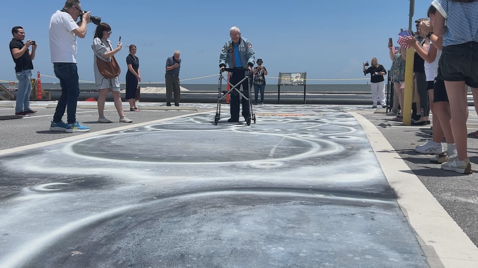 While Haise didn’t walk on the moon, he did get to walk the restored Biloxi Moonwalk mural...