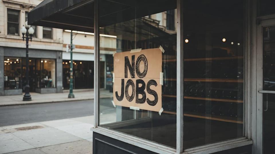 No jobs sign in storefront window