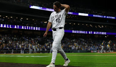 The Rockies hung around but the game got away late in a 7-1 loss to the Brewers
