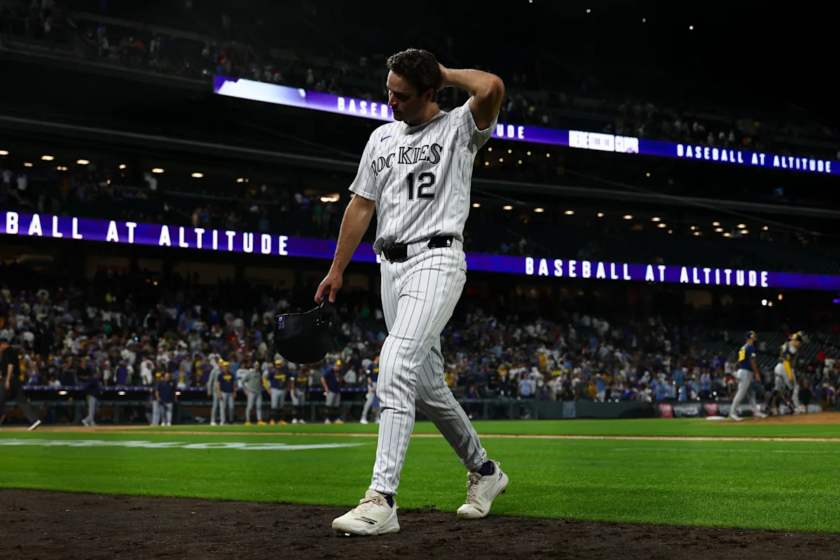 The Rockies hung around but the game got away late in a 7-1 loss to the Brewers