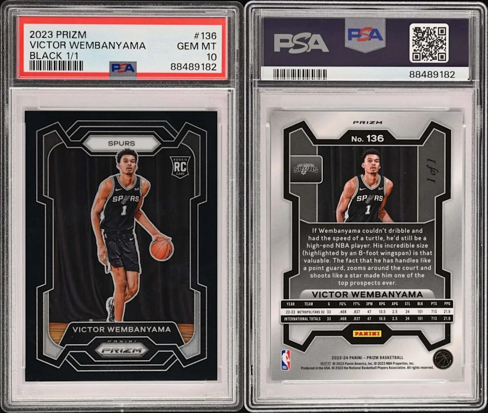2023 Panini Prizm Victor Wembanyama 1/1 Black PSA 10