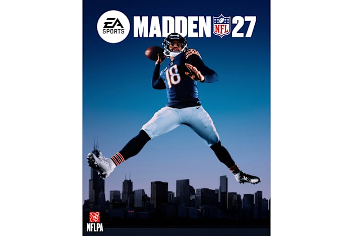 Caleb Williams strikes jump-throw pose for Madden NFL 27 cover