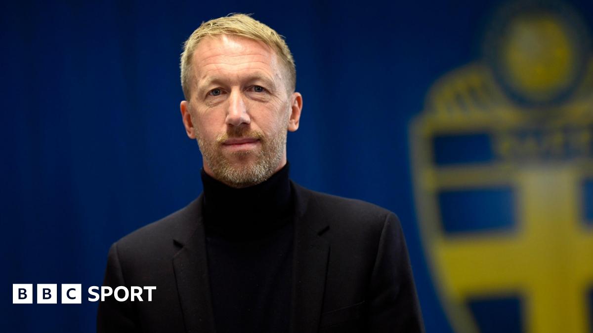 Graham Potter celebrates Sweden's World Cup qualification