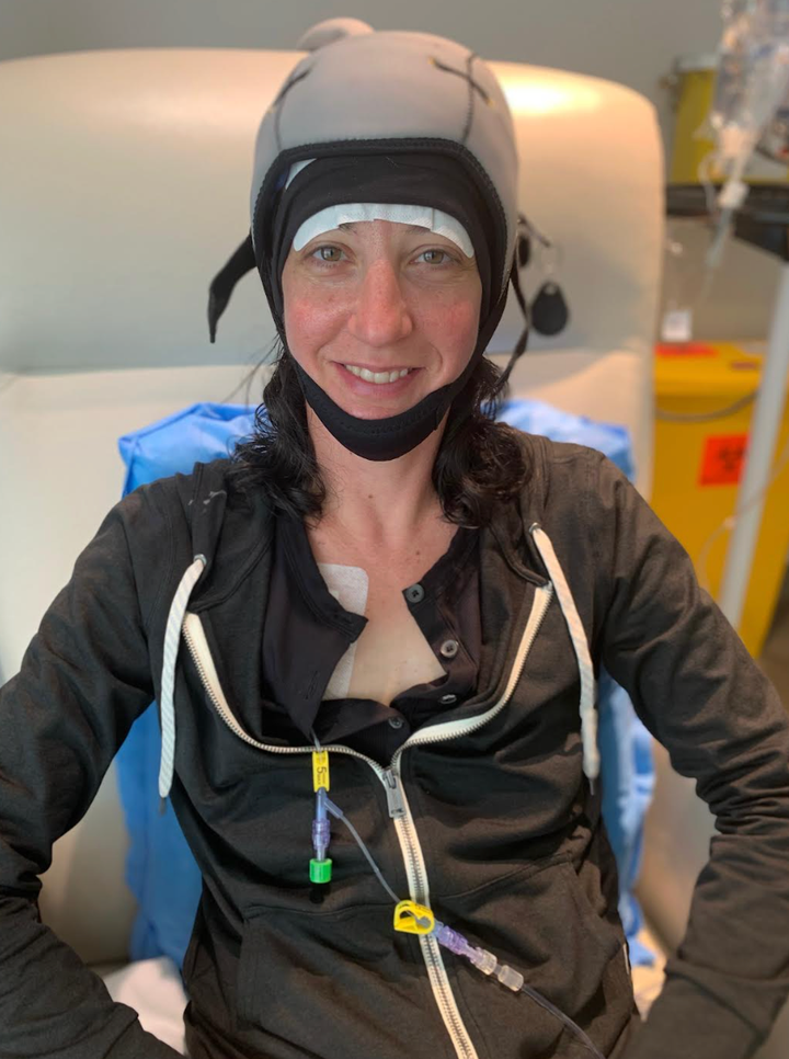 The author at her first chemotherapy treatment.