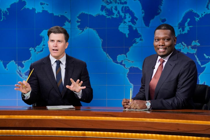 "Weekend Update" anchors Colin Jost and Michael Che on “Saturday Night Live” in May. 