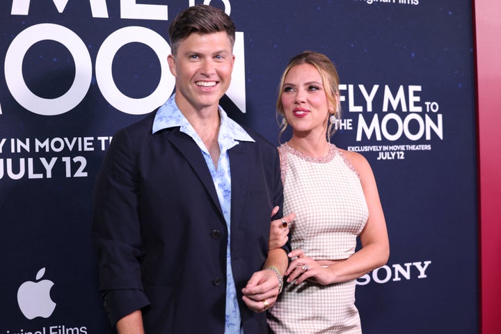 Johansson and Jost attend the world premiere of Apple Original Films' "Fly Me to the Moon" at AMC Lincoln Square in New York on July 8, 2024. 