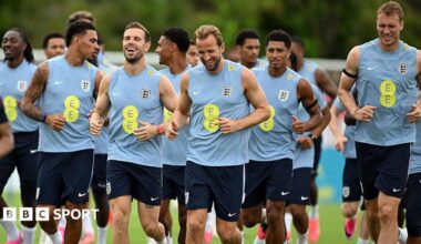 The England squad in training