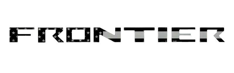 A graphic that reads 'Frontier' with a black and white American flag as the color of the text.
