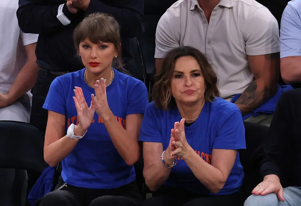 Taylor Swift and Mariska Hargitay attend Game 4 of the 2026 NBA Finals between the San Antonio Spurs and the New York Knicks at Madison Square Garden on June 10, 2026 in New York City. Getty Images