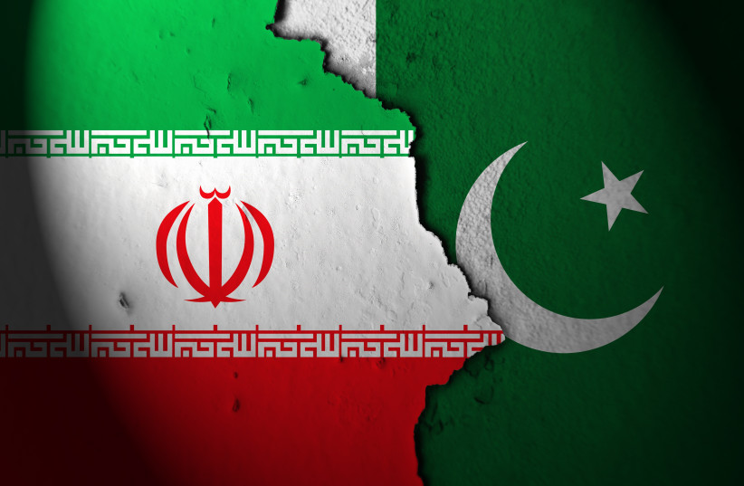 Iran and Pakistan falgs. Illustration.