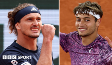 Alexander Zverev and Flavio Cobolli celebrate at the French Open