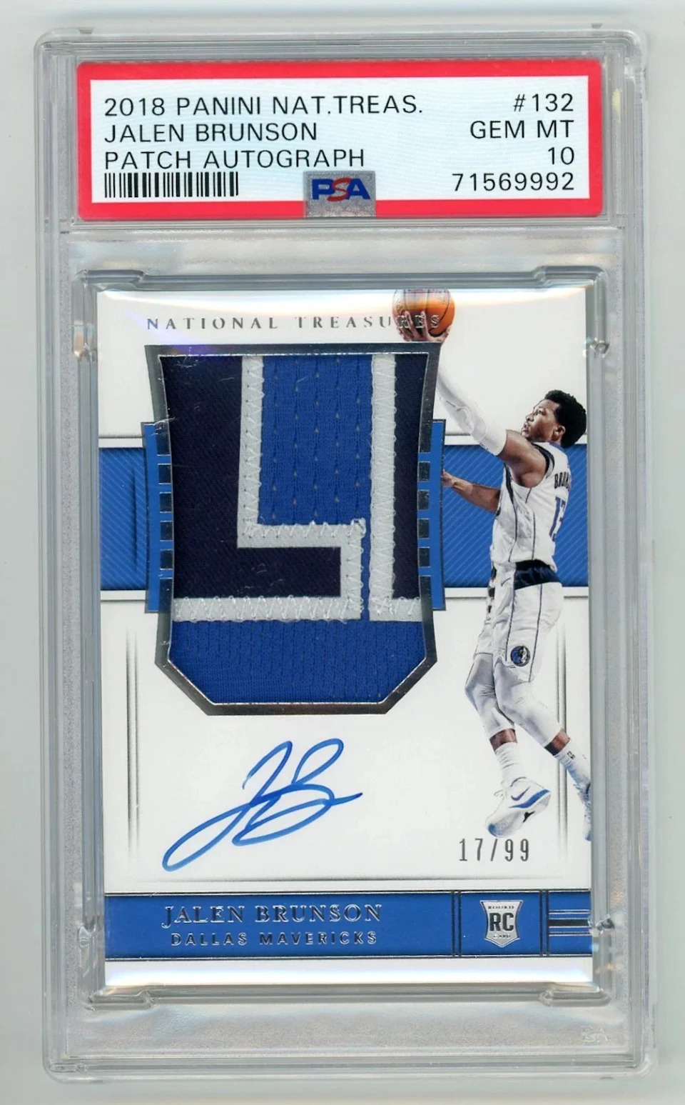 2018 National Treasures Jalen Brunson Rookie Patch Auto RPA RC #/99 PSA 10 POP 2 - Picture 1 of 2