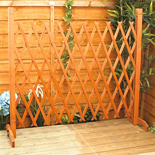 Expanding Wooden Fence Trellis - Freestanding Garden Barrier Screen With Wide Feet - Adjustable Width 29-140cm, Decorative Portable Privacy Fence for Outdoor &amp; Indoor Use