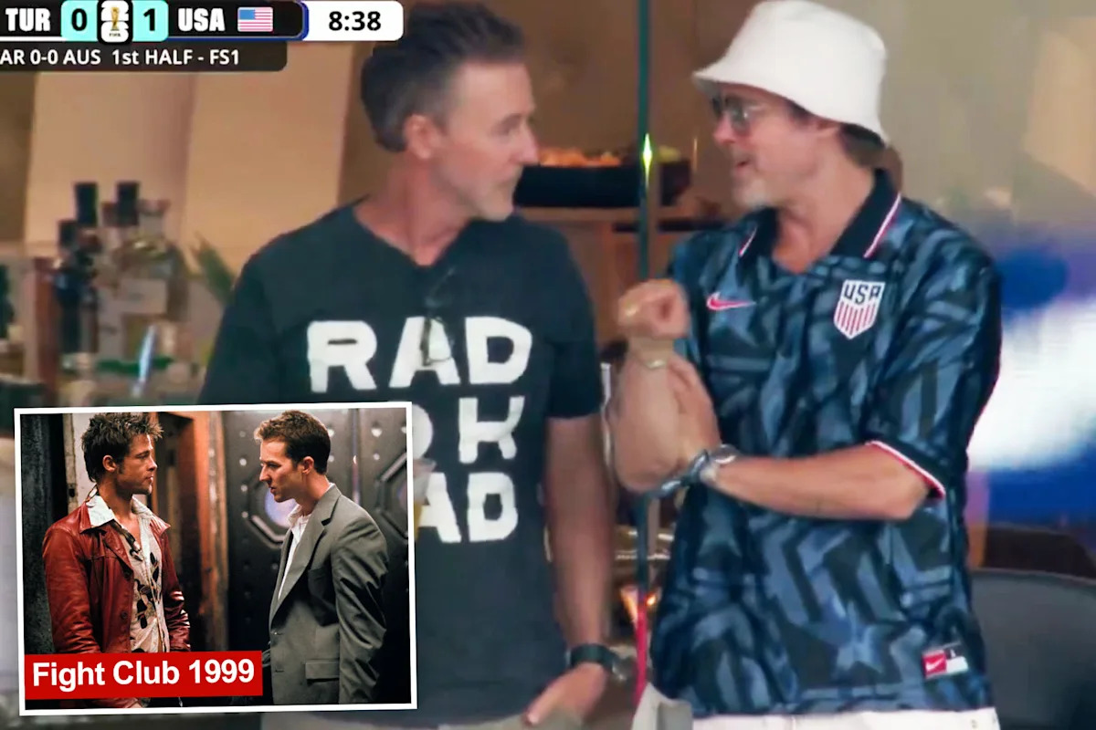 Brad Pitt and Ed Norton spotted together at LA World Cup match — and everyone’s making the same joke