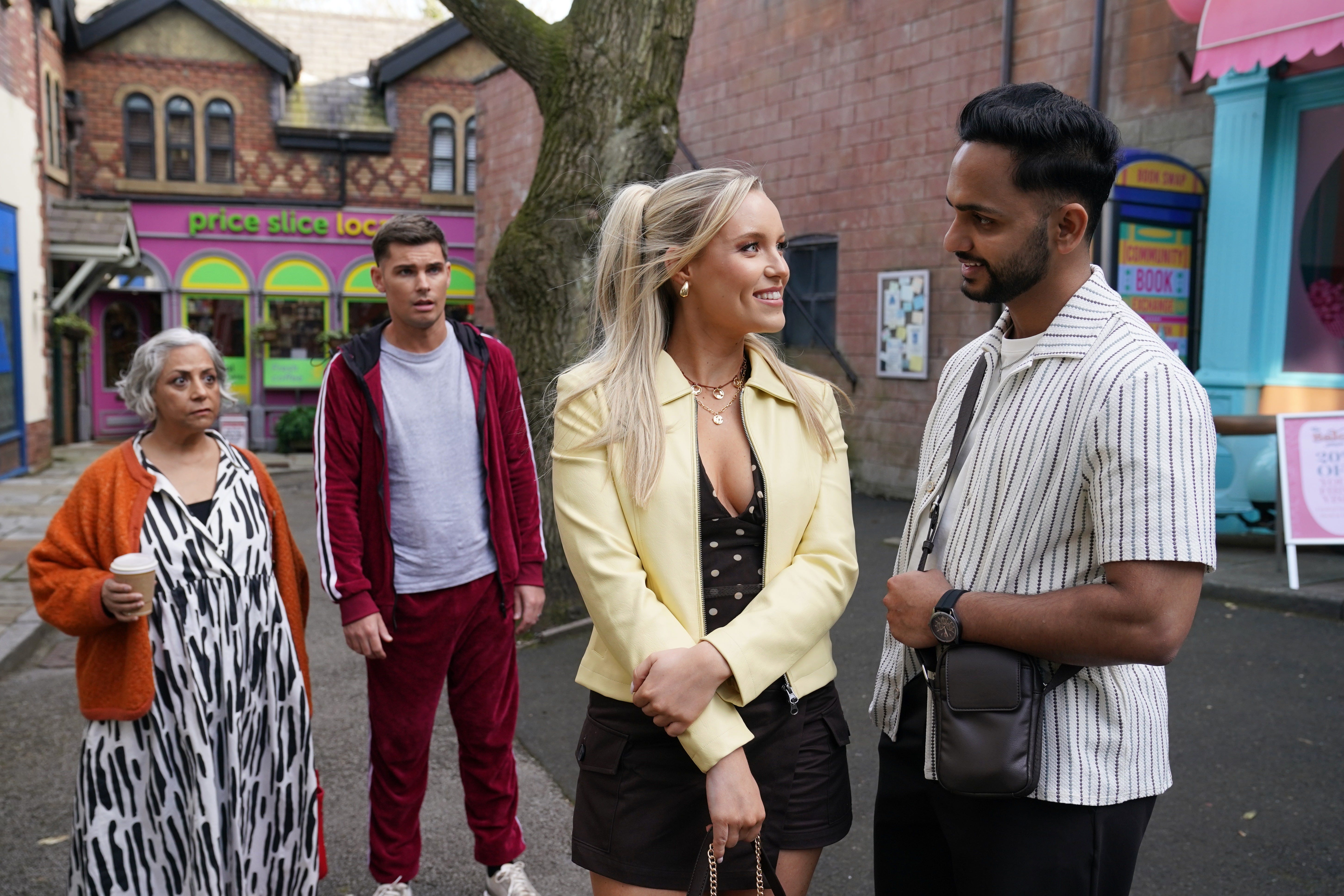 misbah maalik, ste hay, leah barnes and imran maalik in hollyoaks