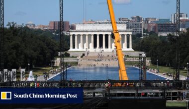 Liner of Trump’s reflecting pool was cut with sharp blade, National Park Service says