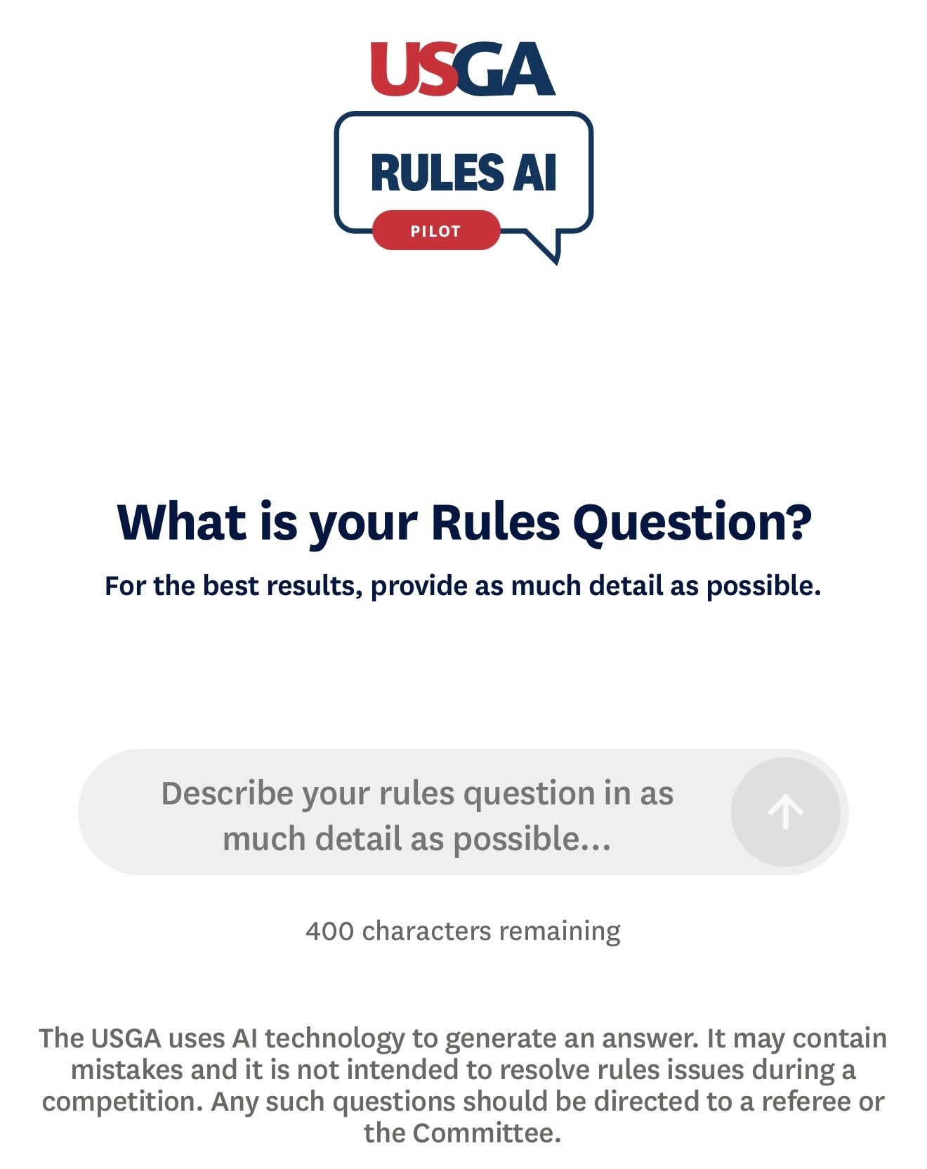 The USGA Rules AI question box