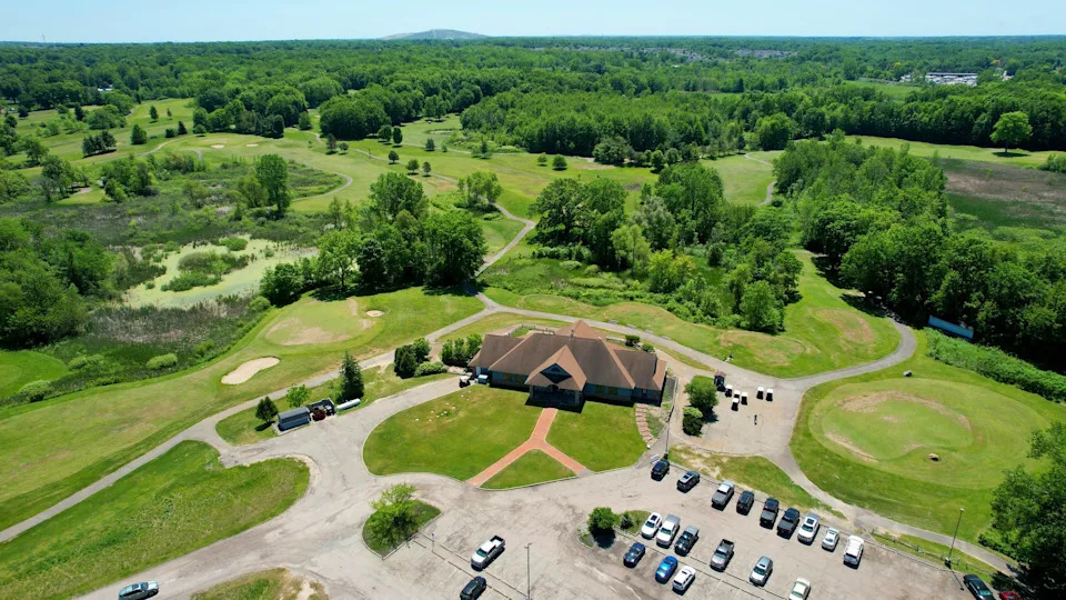An aerial of the Cattails Golf Club showing the clubhouse and part of the course in South Lyon on Wednesday, June 3, 2026.
The golf course is being sold to a subdivision developer and this is the last week they’ll be open.