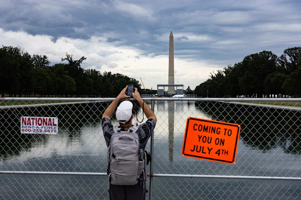 Tens of thousands of fireworks shells will be launched from eight Potomac River barges, West Potomac Park and from the newly renovated Lincoln Memorial Reflecting Pool (Getty Images)