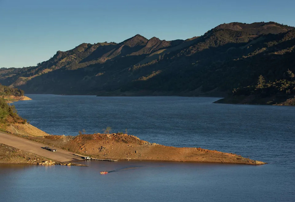 FILE - A fishing boat launch under the Warm Springs Bridge at Lake Sonoma, a large North Coast reservoir where deer are often spotted nearby. (George Rose/Getty Images)