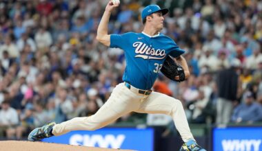 Milwaukee Brewers' Jacob Misiorowski pitches during the first inning of a baseball game against the Chicago Cubs, Friday, June 26, 2026, in Milwaukee. (Aaron Gash/AP)