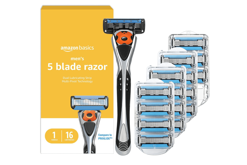 Amazon Basics 5-Blade MotionSphere Men's Razor (1 Handle & 16 Cartridges)