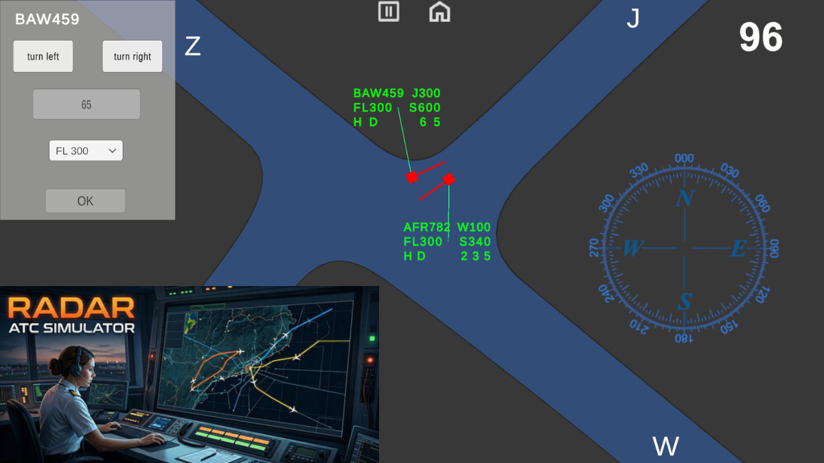 Art from Radar ATC simulator showing a radar display