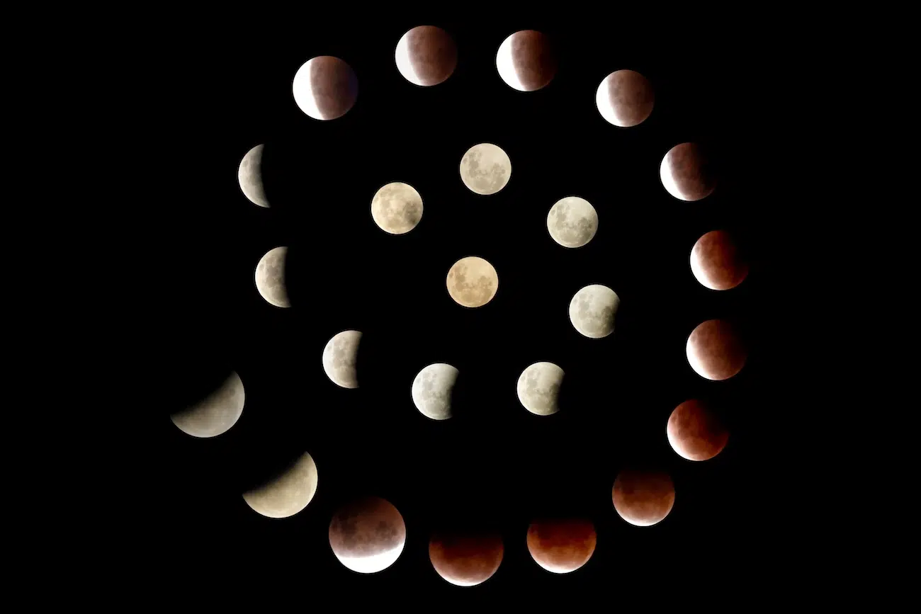 Lunar spiral blood moon