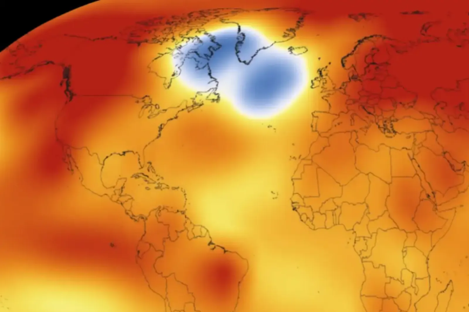 A graphic of the ‘cold blob,' showing average temperatures in 2015.