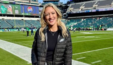 Devan Kaney, seen here on the sideline at Lincoln Financial Field. The former 94.1 WIP host and reporter is leaving Fox 29.