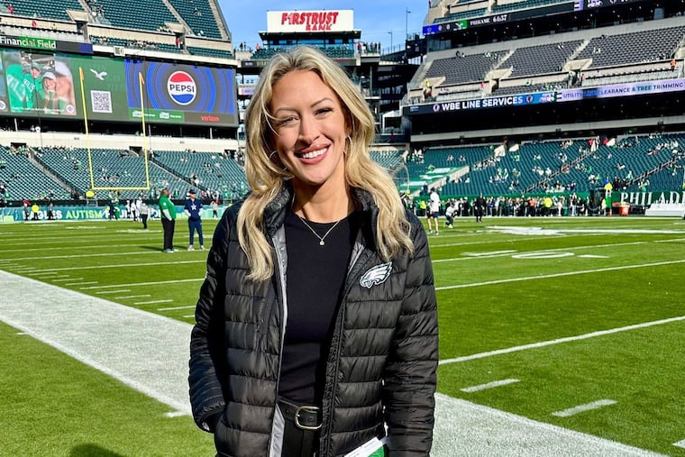 Devan Kaney, seen here on the sideline at Lincoln Financial Field. The former 94.1 WIP host and reporter is leaving Fox 29.