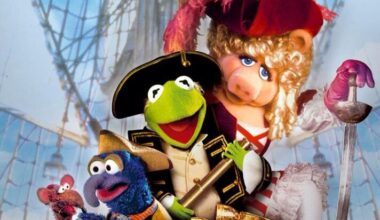 The 1996 musical adventure cast several Muppets in pirate-era roles, with Kermit the Frog as Captain Smollett, Miss Piggy as Benjamina Gunn, Fozzie Bear as Squire Trelawney, Sam Eagle as Mr. Arrow, and many more Muppets favorites joining the adventure.