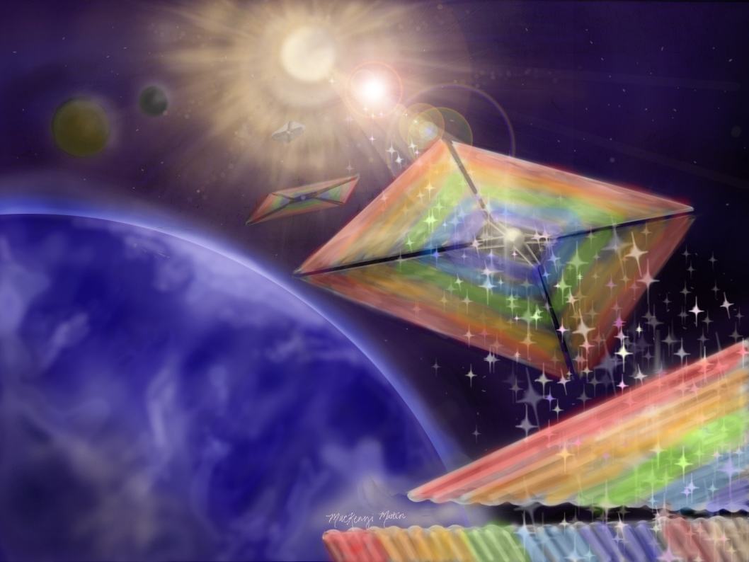 Concept art of a diffractive solar sail. Credit - NASA / Grover Swartzlander