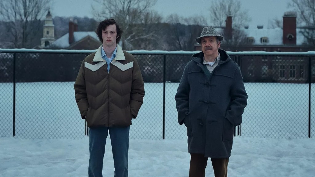 Dominic Sessa and Paul Giamatti in "The Holdovers."
