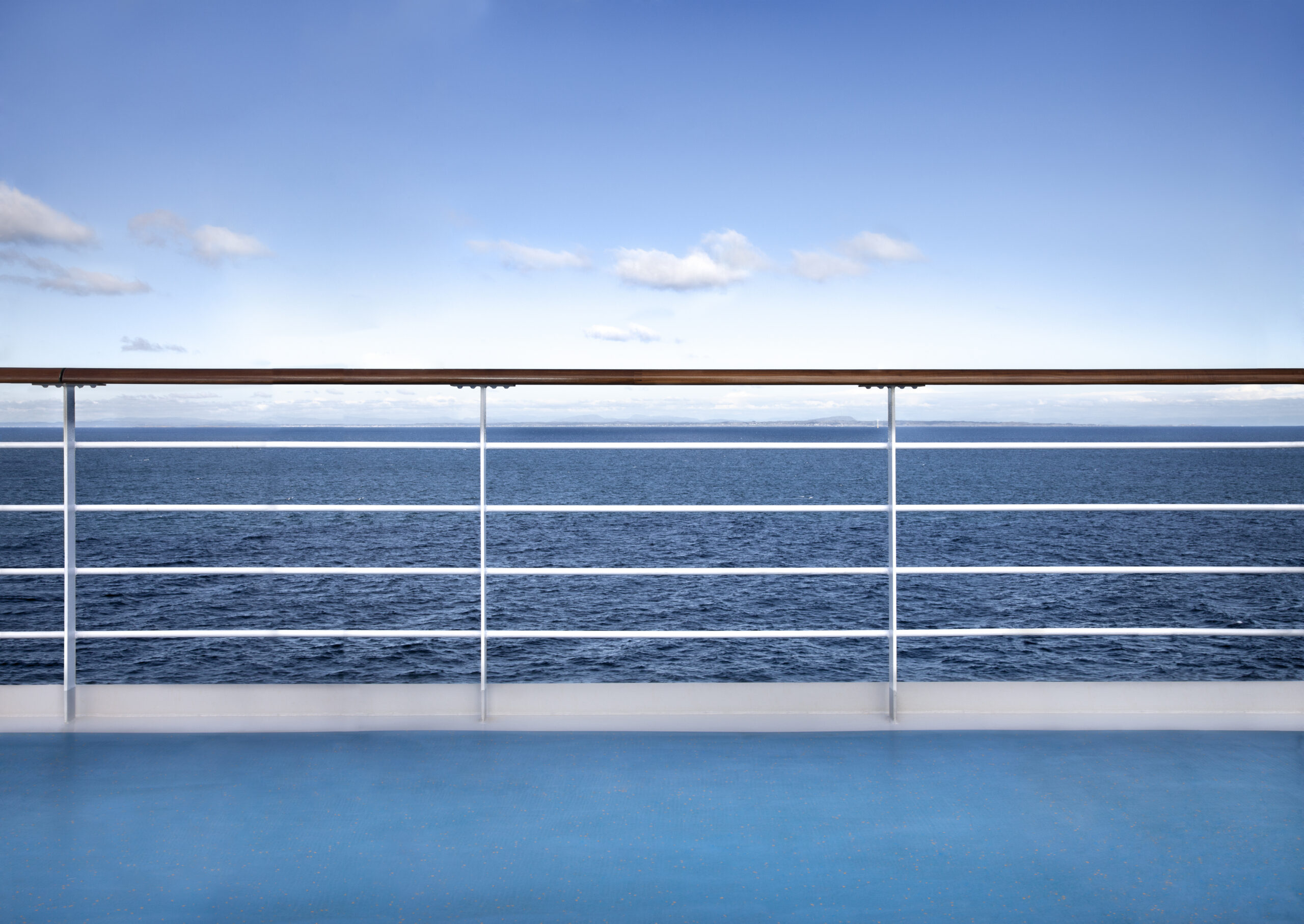View of the ocean off the deck of a cruise ship