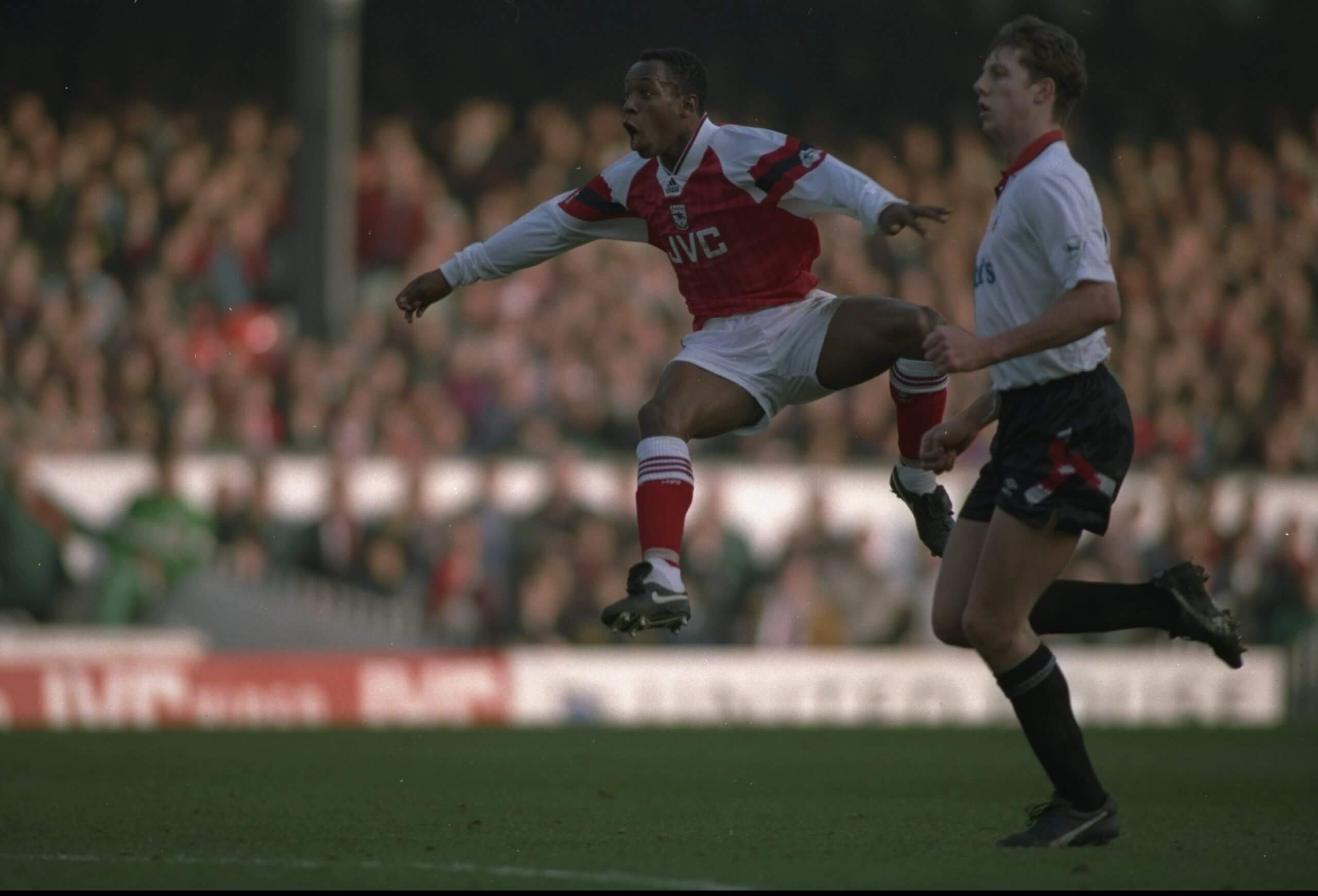 Ian Wright scores a spectacular volley against Nottingham Forest in 1993