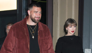 Taylor Swift and Travis Kelce seen in NoHo on November 06, 2025 in New York City.