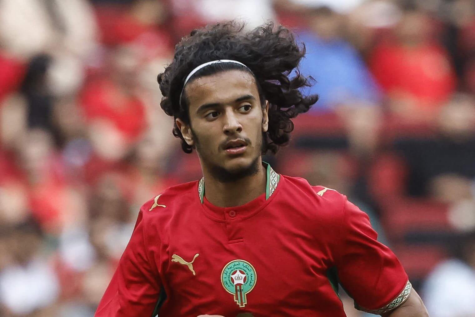 Ayyoub Bouaddi, pictured in action for Morocco at the World Cup