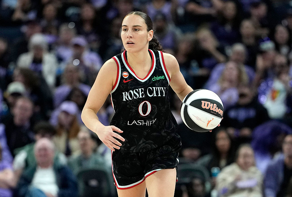 SAN FRANCISCO, CALIFORNIA - JUNE 02: Carla Leite #0 of the Portland Fire dribbles the ball up court against the Golden State Valkyries in the second half during a WNBA Commissioner's Cup game at Chase Center on June 2, 2026 in San Francisco, California.